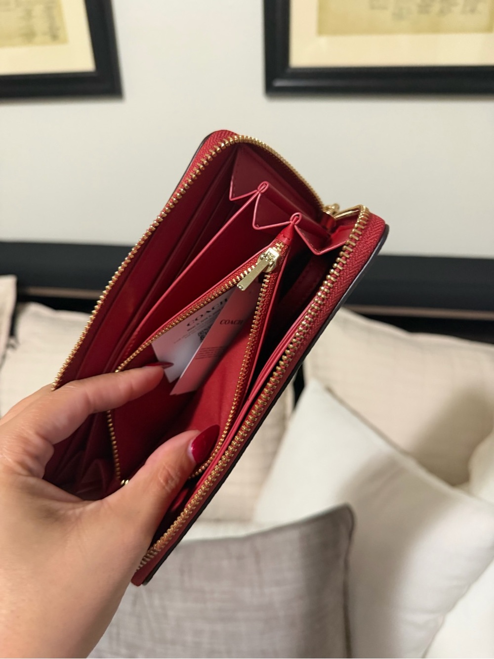 ❤️ Coach Crimson Red Signature Canvas Medium Rowan + Matching Wallet ❤️ - Picture 6 of 13
